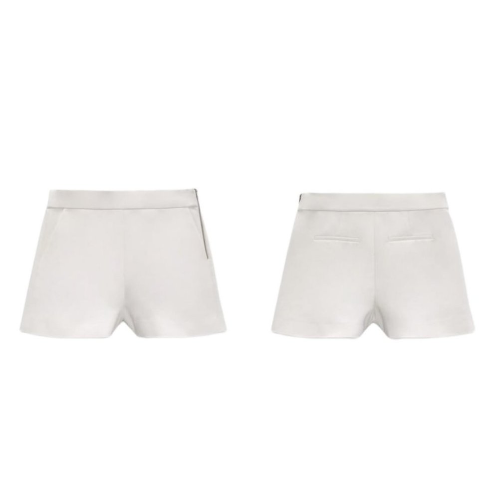 ZARA HIGH WAISTED SHORTS ECRU | 4886/057 SIZE XS